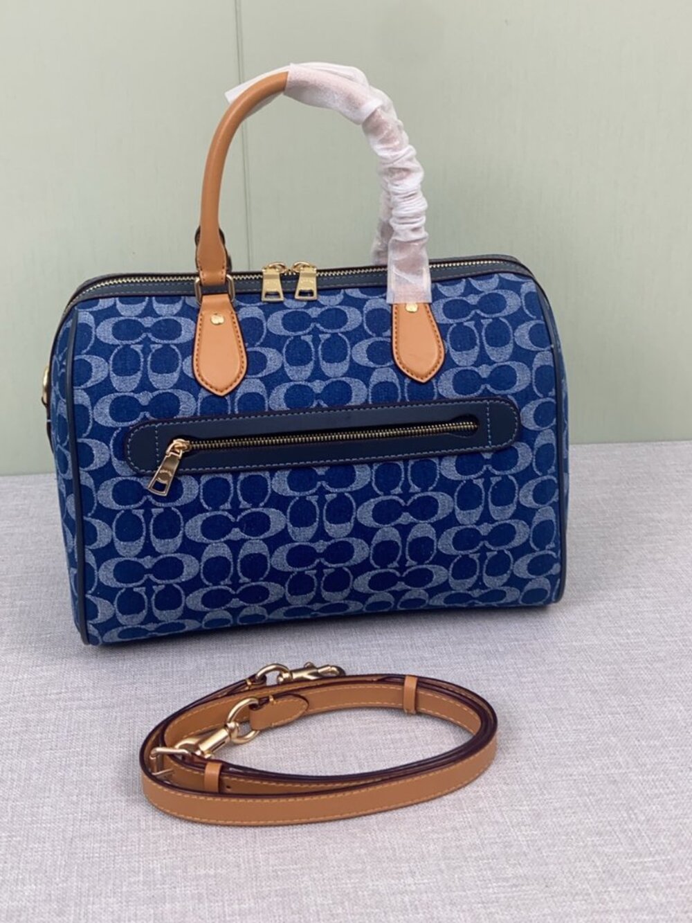 Coach Rowan Large Satchel Bag In Signature Denim Canvas - Picture 4 of 9